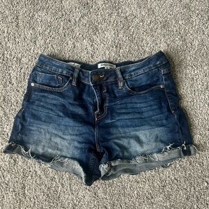Juniors Vigoss Marley Short Blue Denim Jean Shorts Size 28 Rolled Cuff Leg